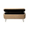 Storage Ottoman Bench For End Of Bed Gold Legs, Modern Camel Faux Fur Entryway Bench Upholstered Padded With Storage For Living Room Bedroom - Camel - Image 10