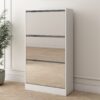 Narrow Shoe Storage Cabinet With Mirror, Wood Slim Shoe Rack 3 Tier Shoe Organizer For Home And Apartment - White - Image 5