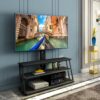 Multi-Function Angle And Height Adjustable Tempered Glass TV Stand - Black - Image 4