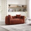 Soft Beanbag Chair With High Resilience Foam Core For Two People, The Comfortable Square Recliner Sofa Is Ideal For Family Members And Friends Engaged In Games, Reading, Watching TV - Red / Brown - Image 13