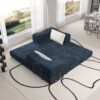 Convertible Couch Bed With 2 Pillows, 3 Seat Folding Floor Couch & King Size Bed Mattress, Diy Combination - Blue - Image 5