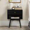 Mid-Century Modern Single Drawer Solid Wood Nightstand - Black - Image 5