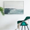 Large Rectangle Framed Wall Art Ocean Waves Canvas Print, Home Decor For Living Room Foyer Office - White / Blue - Image 3