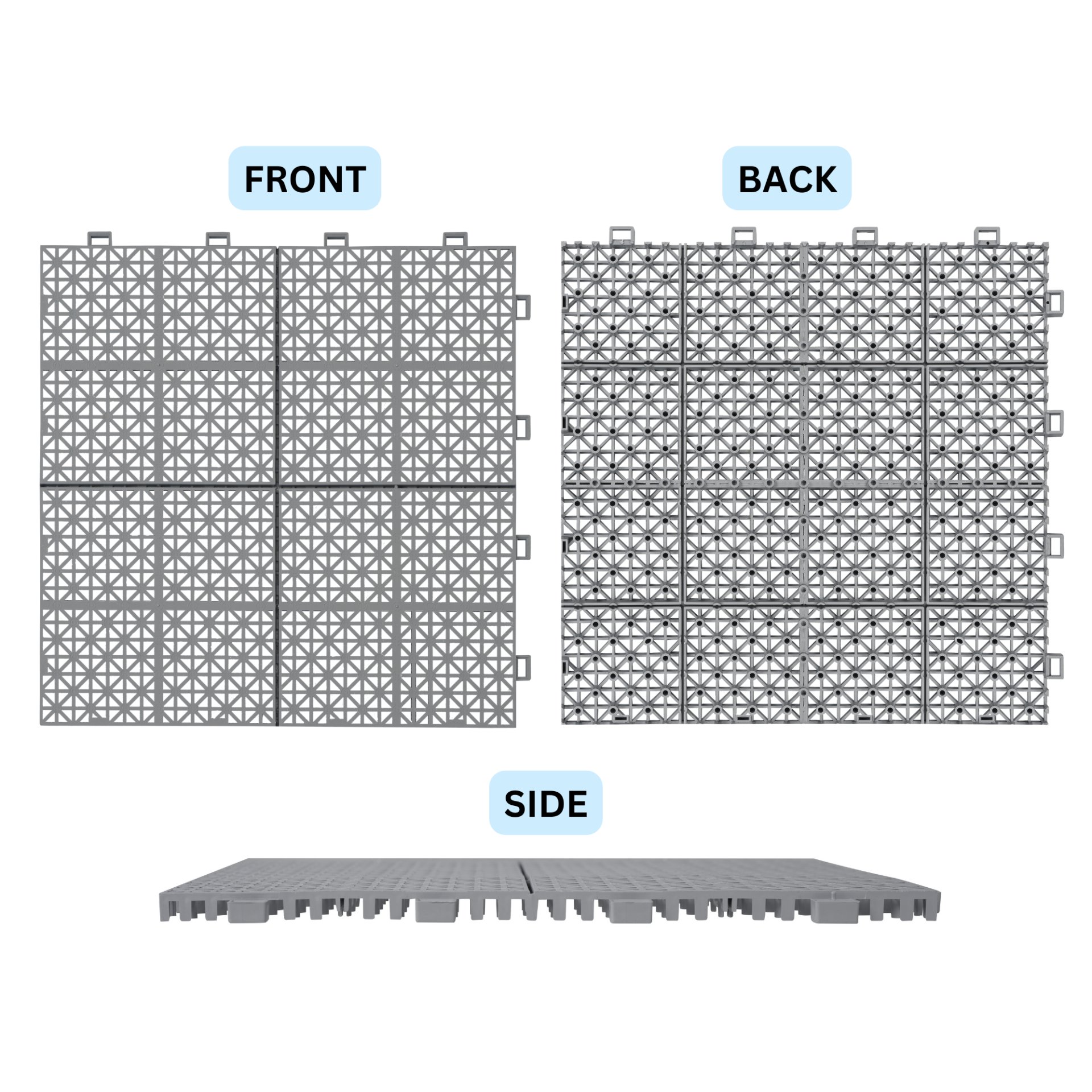 Interlocking Deck Tiles Plastic Waterproof Outdoor All Weather Anti-Slip Bathroom Shower Balcony Porch Strong Weight Capacity Upto 6613 Lbs, Rosette Pattern Pack Of 12 - Gray - Image 24