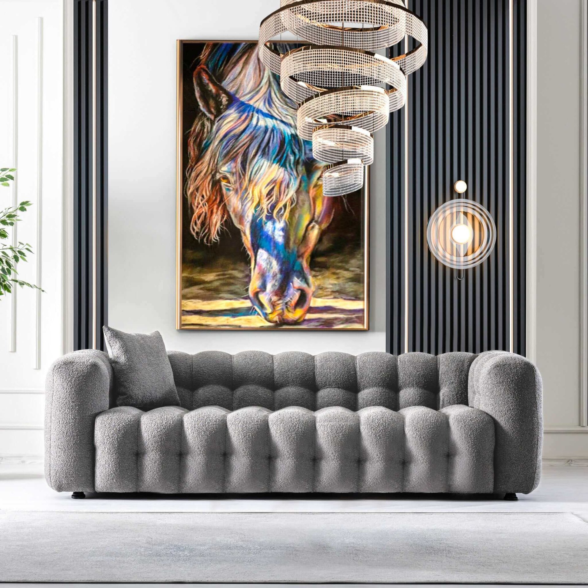 Eden - Modern Tufted Chesterfield Sofa - Gray - Image 4