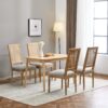 French Country Dining Chairs (Set of 4) Cane Backrest & Upholstered Seats, Rustic Weathered - Grayish Green - Image 4