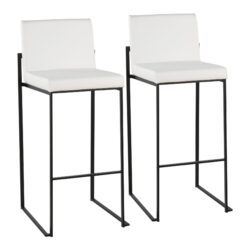 Fuji - Contemporary High Back Barstool (Set of 2) - White / Black