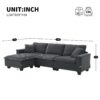 Modern Convertible Sectional L Shaped Reversible Couch Set With Free Pillows 4 Seat Suede Sleeper Sofa With Ottoman - Dark Gray - Image 18