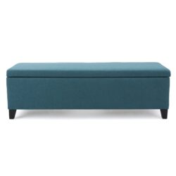 Storage Ottoman Bench With Polyester Upholstery And Wood Frame - Teal
