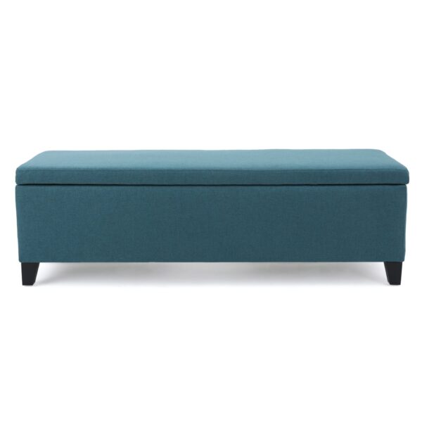 Storage Ottoman Bench With Polyester Upholstery And Wood Frame - Teal