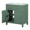 Bathroom Vanity With Ceramic Sink, Modern Single Bathroom Cabinet With 2 Doors And A Shelf, Soft Close Doors - Green - Image 12
