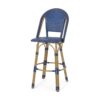 Outdoor Rattan And Aluminum French Barstools Set - Navy Blue - Image 7