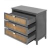 3 Drawer Cabinet Natural Rattan Suitable For Bedroom - Gray - Image 13