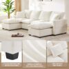 Modern U-Shape Modular Sofa, 6 Seat Chenille Sectional Couch Set With 2 Pillows Included, Freely Combinable Indoor Funiture - White - Image 16