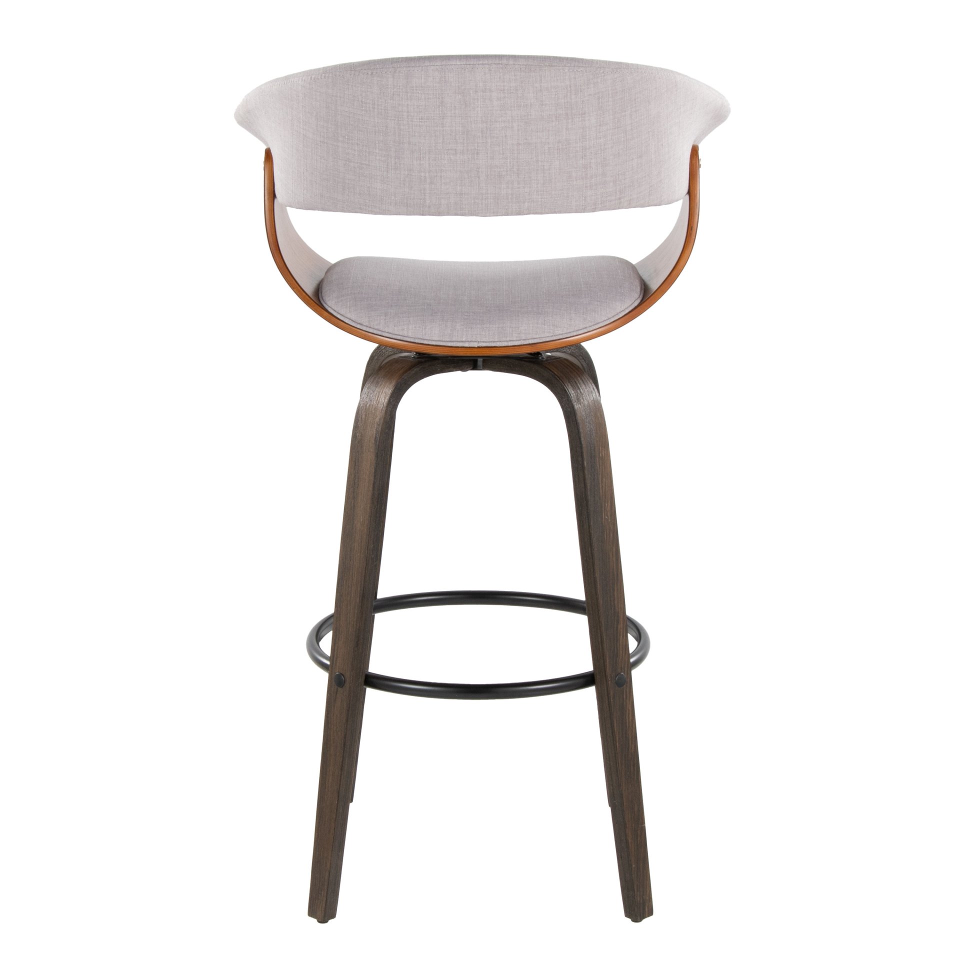 Vintage Mod - Mid-Century Modern Fixed Height Barstool With Swivel Round Footrest (Set of 2) - Walnut / Stone / Walnut - Image 5