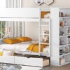 Full Over Full Bunk Bed With 2 Drawers And Multi-Layer Cabinet - White - Image 14