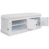 Storage Bench With 4 Doors And Adjustable Shelves, Shoe Bench With Removable Cushion For Living Room, Entryway - White - Image 12