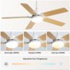 Modern Ceiling Fan With 3 Color Dimmable Light 5 Blades Remote Control Reversible Dc Motor - White - Image 6
