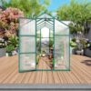 Newly Marketed Gain Height Windproof Aluminum Greenhouse 6 X 10 Ft Polycarbonate Greenhouse Raised Base And Anchor Aluminum Heavy Duty Walk - In Greenhouses For Outdoor Backyard In All Season - Green - Image 9