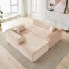 Compression Sectional Couch With Comfy Chaise, Boneless L Shape Sofa With Deep Seat, Minimalist Modular Couches Sleeper - Beige - Image 12
