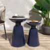 Serenita - Outdoor Iron Side Tables With Flared Design, (Set of 2) - Navy Blue - Image 9