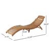Outdoor Wood Folding Chaise Lounge - Brown - Image 3