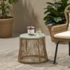 Southport - Boho Side Table With Tempered Glass Top And Woven Rope - Brown - Image 2