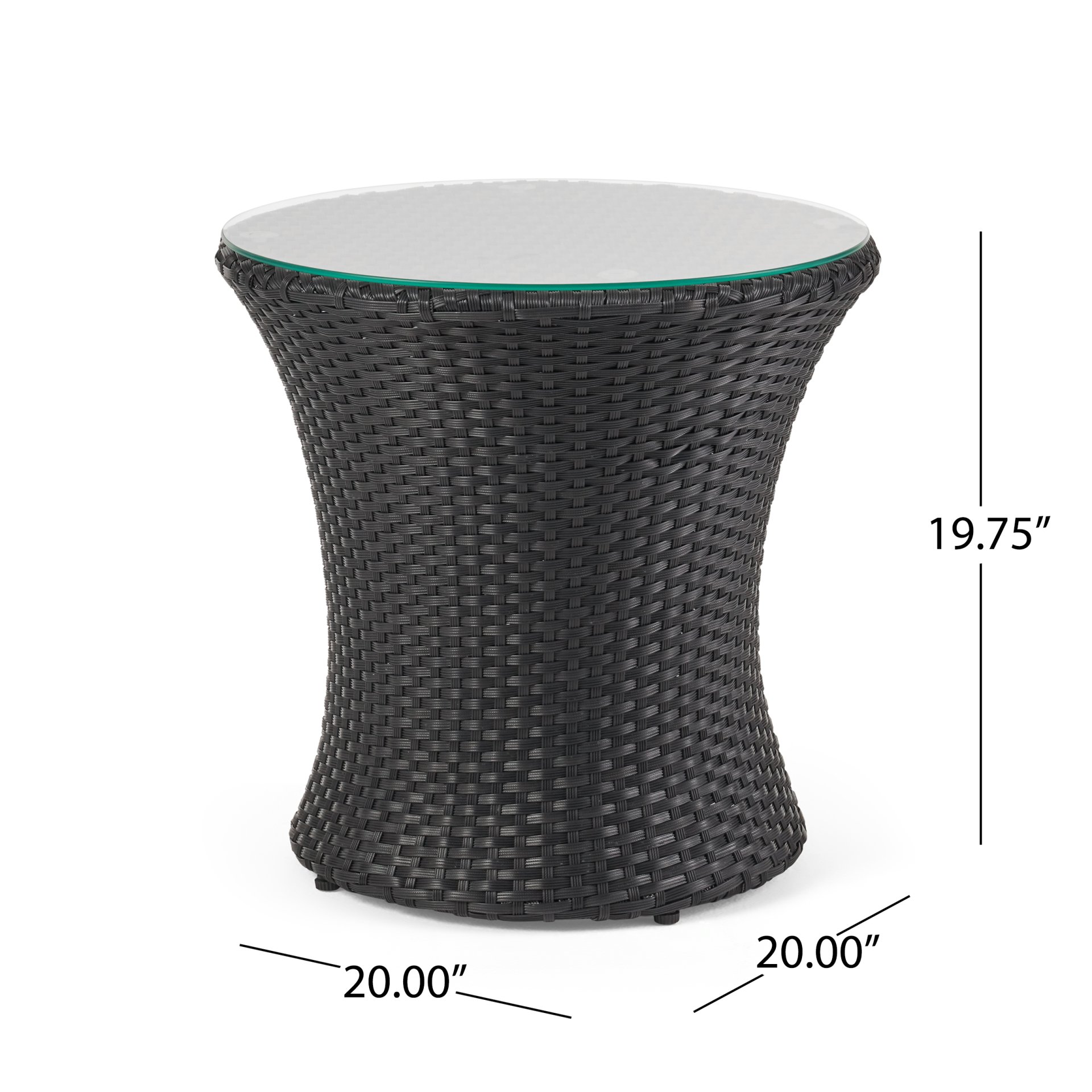 Kono - Outdoor 3 Pieces Chat Set With Cushions And Tempered Glass Tabletop - Black / Ivory - Image 7