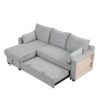 Pull Out Sleeper Sofa L-Shaped Couch Convertible Sofa Bed With Storage Chaise, Storage Racks And USB Ports - Light Gray - Image 18