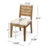 Outdoor Armless Dining Chair With Cushions (Set of 2) - Natural / Beige - Image 3