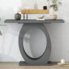 Console Table With Oval Base And Reinforced Bottom Plate For Stability - Gray - Image 3