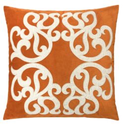 Dora - Vintage Vine Pillow Cover With Matching Back And Hidden Zipper - Orange
