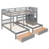 Full Over Twin & Twin Classic Triple Bunk Bed With Drawers And Guardrails - Gray - Image 22