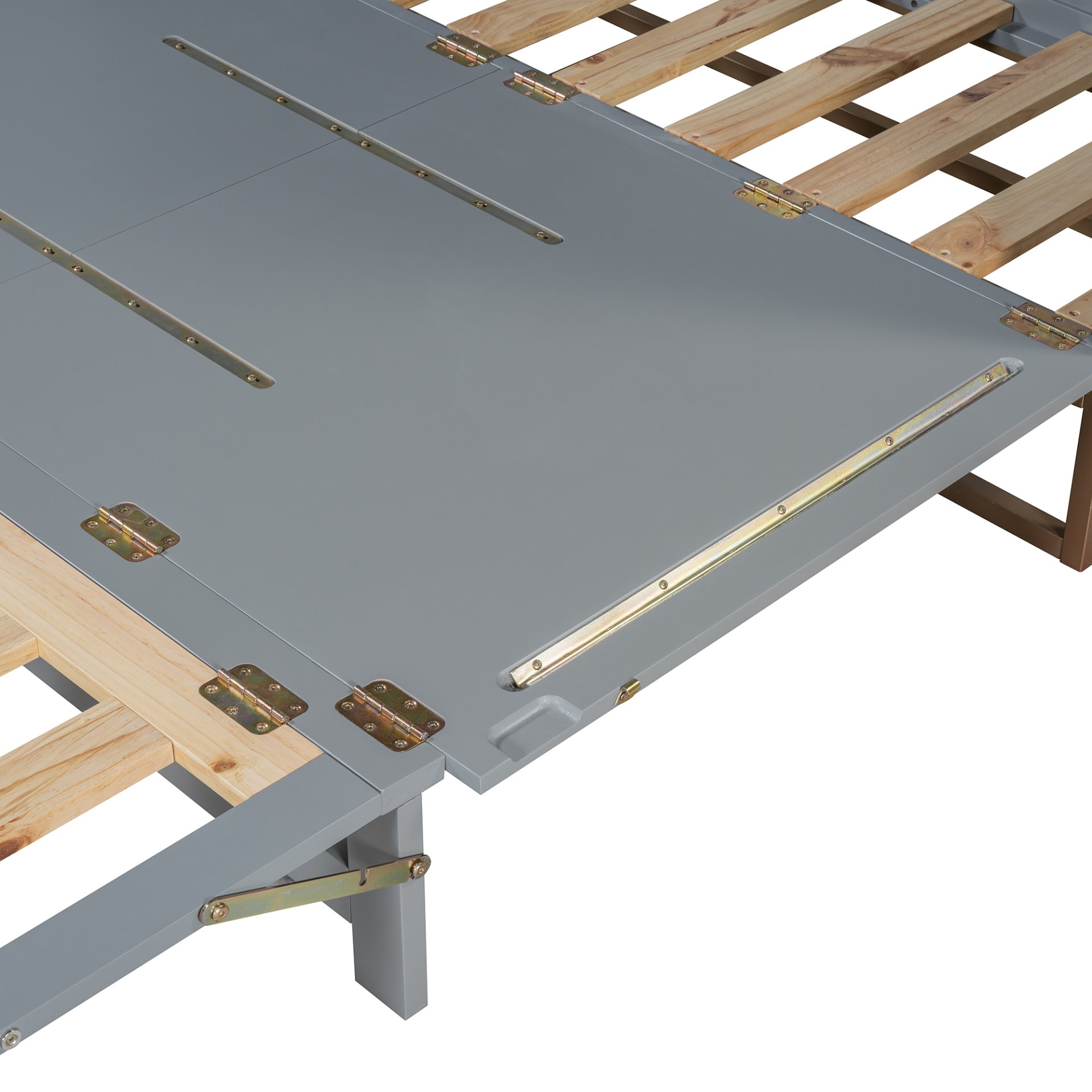 Queen Size Murphy Bed With Iron Legs, Modern Design - Gray - Image 17