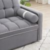 Modern Convertible Sleeper Sofa Couch With Pull Out Bed With Pillows & Side Pockets For Small Space, Living Room - Gray - Image 11