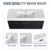 Modern Style 48" Wall Mounted Bathroom Vanity With Thick Edged Resin Basin And Storage Rack Plywood - Black Chestnut - Image 6
