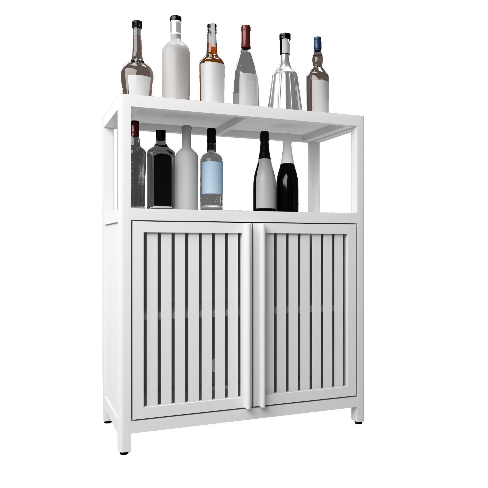 Bamboo Large Capacity Storage Cabinet With Shelves For Bathroom And Living Room - White - Image 6