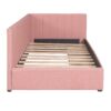 Twin Size Upholstered Daybed With 2 Storage Drawers, Sofa Bed Frame No Box Spring Needed - Pink - Image 3