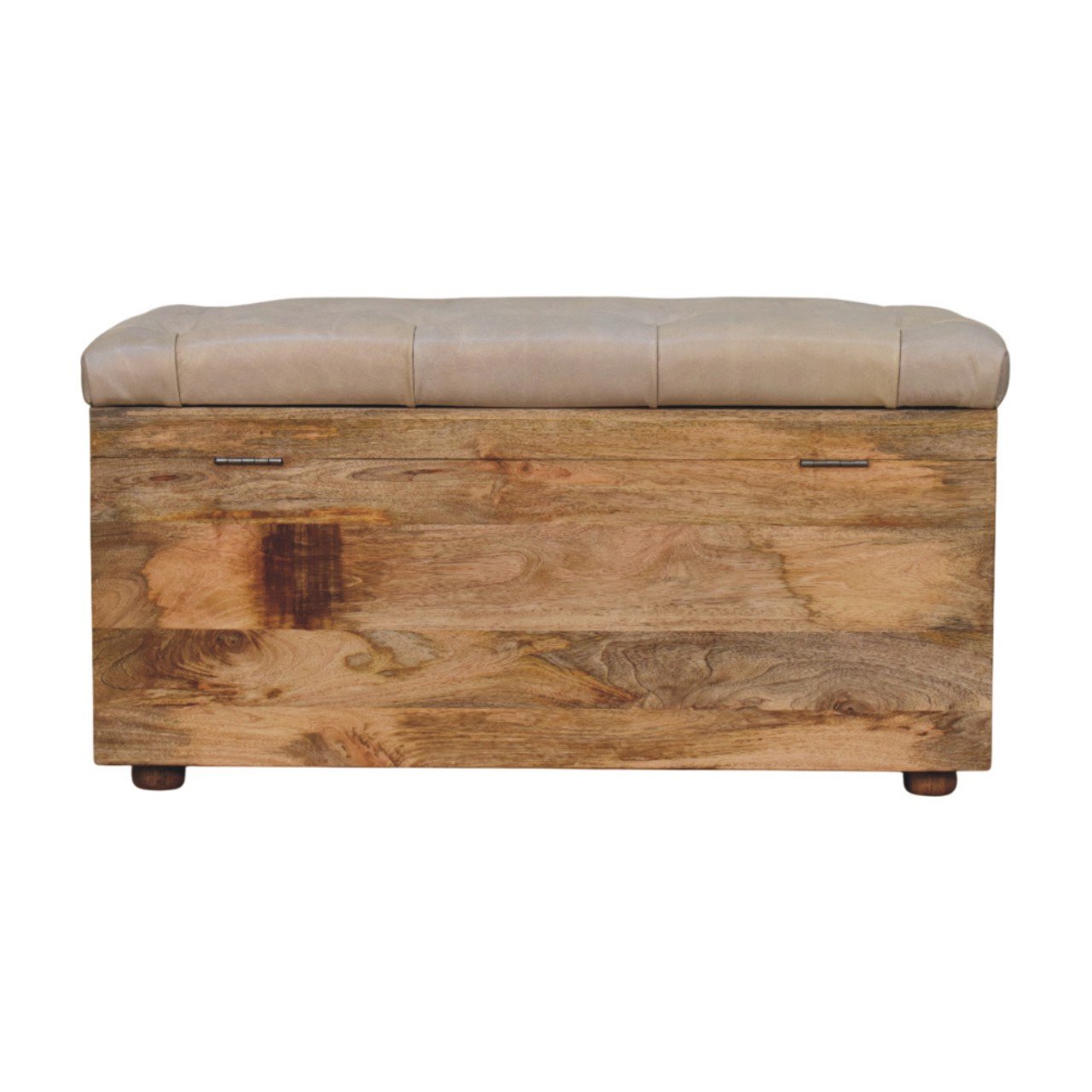 Buffalo - Hide Leather Storage Trunk - Beige / Brown - Image 7
