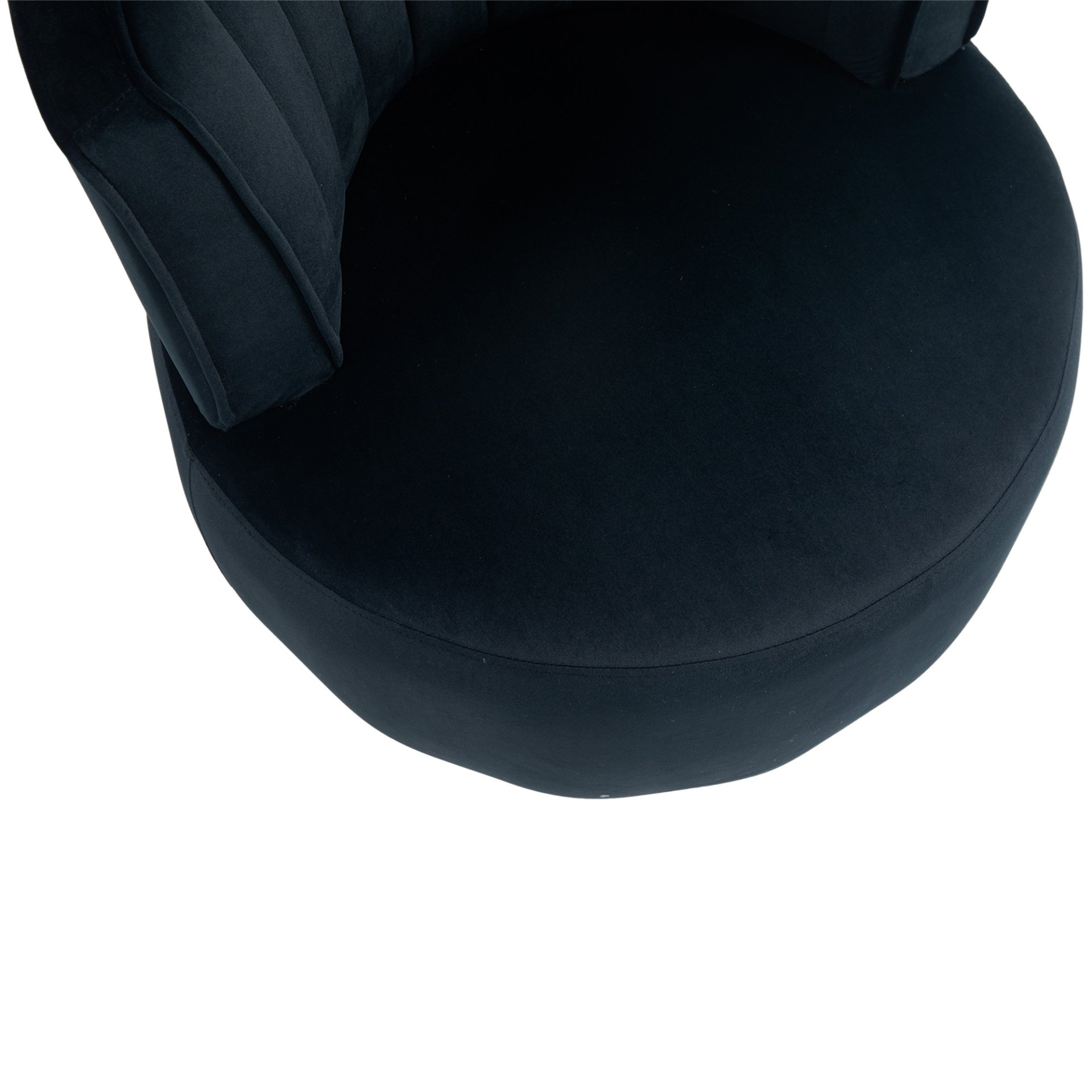Coolmore - Swivel Barrel Chair, 360 Degree Round Armchair With Fluffy Velvet Upholstery For Living Room, Bedroom, Office - Black - Image 14