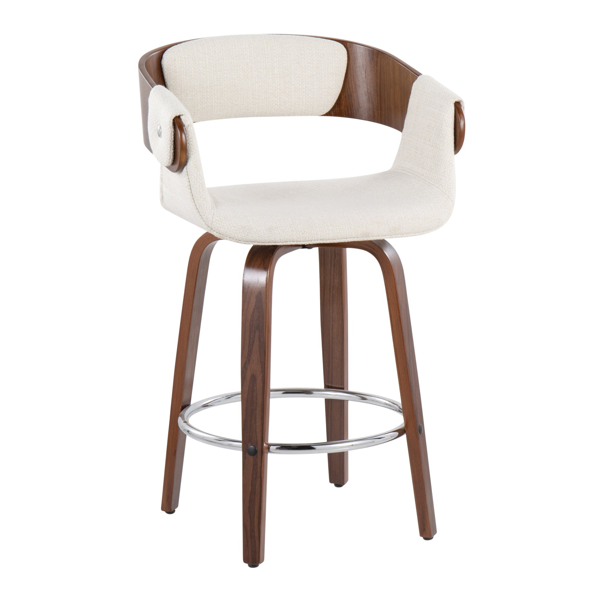 Elisa - Mid-Century Modern Counter Stool (Set of 2) - Walnut / Cream - Image 2