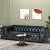 Comfy 3 Seat Sofa & Wooden Legs, For Living Room And Study - Black - Image 2