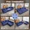 Convertible Floor Sofa Bed With Fixed Shape Frame, Boneless Modular Sectional Sofa, For Living Room - Dark Blue - Image 8