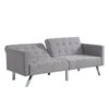 Futon Sofa Bed Convertible Folding Lounge Couch, Armrests - Light Gray - Image 7