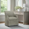 London - Upholstered Skirted Dining Arm Chair With Hidden Casters - Gray - Image 2