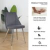 Modern Velvet Dining Chairs, Upholstered Accent Chairs With Chrome Legs For Home And Kitchen - Gray - Image 4