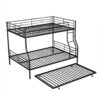 Full Long Over Queen Metal Bunk Bed With Trundle - Black - Image 2