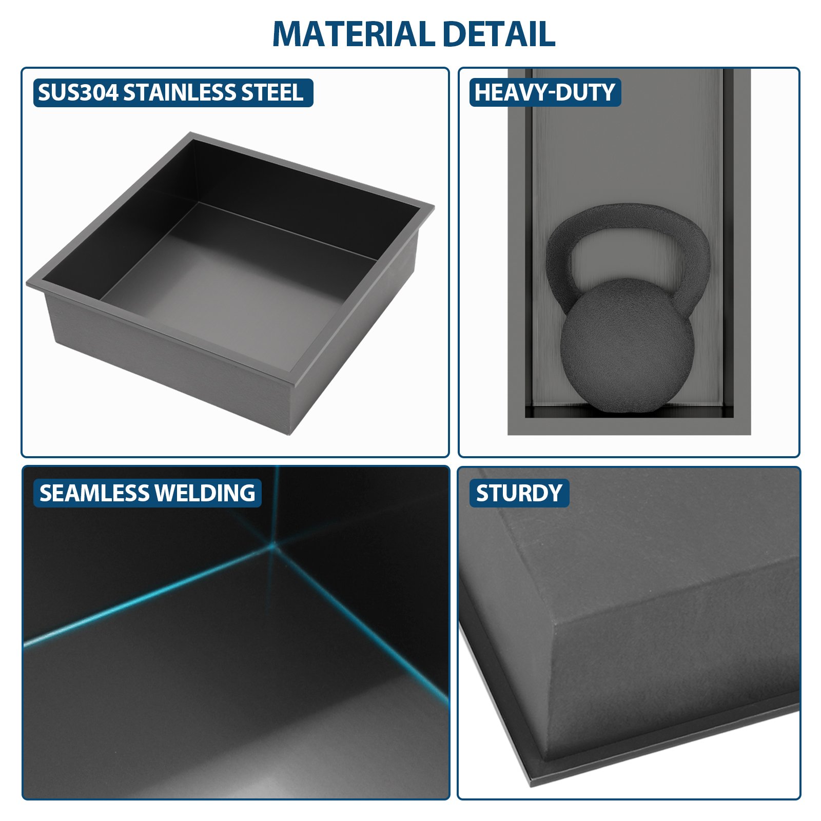 17" X 15" Stainless Steel Shower Niche With Corrosion Resistant Finish - Gunmetal Black - Image 7