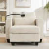 Convertible Chaise Lounge Sofa Chair Sofa Bed With USB Ports, Cup Holders, Phone Holder, And Storage - Beige - Image 14