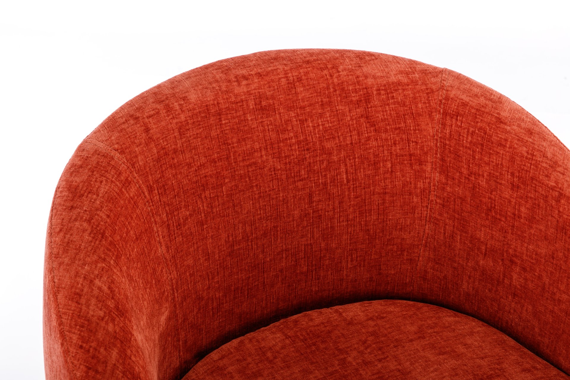 Chenille Fabric Swivel Accent Armchair Barrel Chair With Black Powder Coating Metal Ring - Orange - Image 22